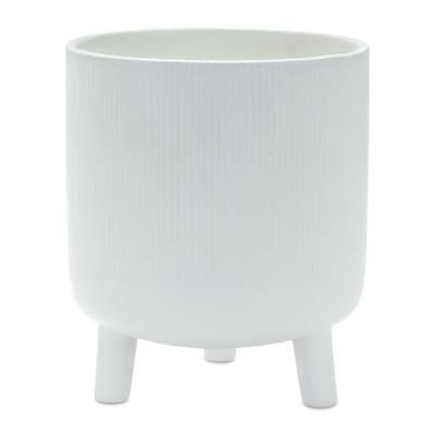 Pot w/Legs 6"D x 7"H Dolomite by Melrose in White