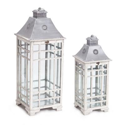 Lantern (Set of 2) 24.5"H, 33"H Metal by Melrose in Grey/white