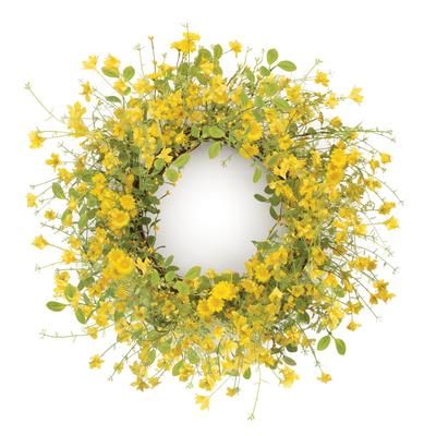 Mixed Daisy Floral Wreath 20"D by Melrose in Yellow/green