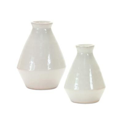 Vase (Set of 2) 7"H Terra Cotta by Melrose in White