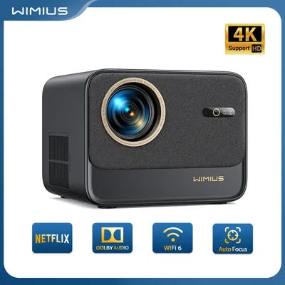 Wimius 4K Netflix Projector 30000 Lumens Android TV Auto Focus/Keystone WiFi6 Bluetooth Dolby Home Cinema Video Projector