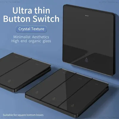 Black Glass Wall Square Switch Panel EU UK Standard 16a Socket Large Panel Wall Light Switch Usb TypeC Socket Net TV Tel Socket