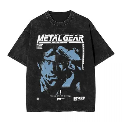 Metal Gear Solid 3 Snake Eater Washed T Shirt Man Game Retro Cotton T Shirts Summer Round Neck Fashion Tees Big Size Clothing