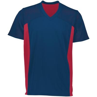 Augusta Sportswear 264 Athletic Reversible Flag Football Jersey T-Shirt in Navy Blue/Scarlet size Large | Polyester