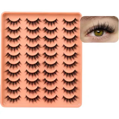 5/7/20pairs 3D False Mink Lashes Cat Eye Wispy Natural Reusable Manga Lashes For Daily Use