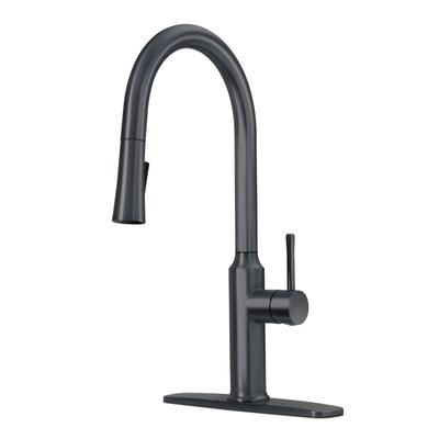 Krowne 19-400B Deck Mount Faucet - 10 1/2" Swivel Gooseneck Spout, Single Hole, Matte Black