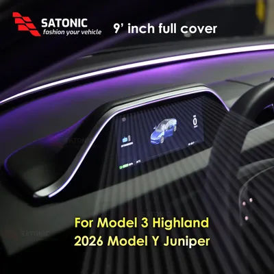 SATONIC 9" Multi-Function Dashboard Display for Tesla Model 3 Highland 2026 Model Y Juniper Support Wireless CarPlay