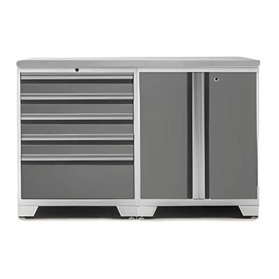NewAge Garage Cabinets PRO Platinum 3-Piece Work Station with Stainless Steel Top