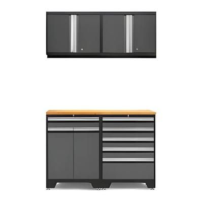 NewAge Garage Cabinets PRO Grey 5-Piece Garage Cabinet Set with Bamboo Top