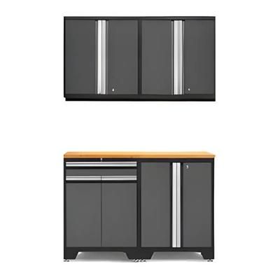 NewAge Garage Cabinets PRO Grey 5-Piece Workbench Setup with Bamboo Top