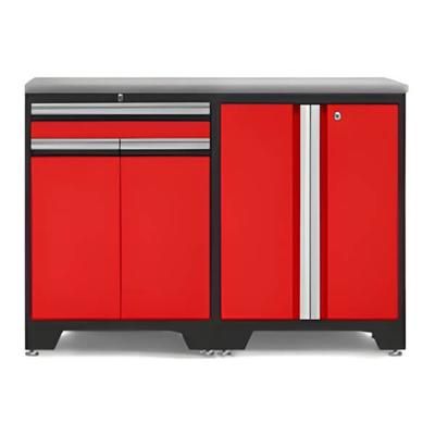 NewAge Garage Cabinets PRO Red 3-Piece Workbench Setup with Stainless Steel Top