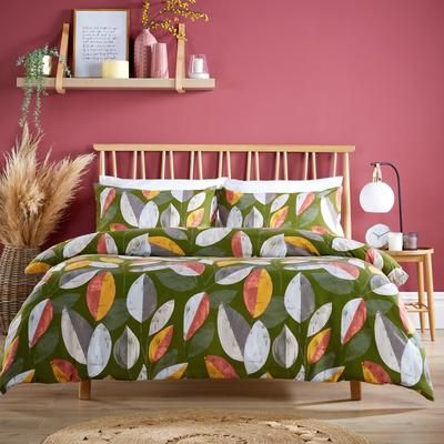 TEMU Bodenham Duvet Cover Set Bedding Covers With Pillowcases Ultra Soft Luxurious Leaf Printed For Sleep, Vibrant Leaf Print, Modern , Machine Washable, Cotton Blend