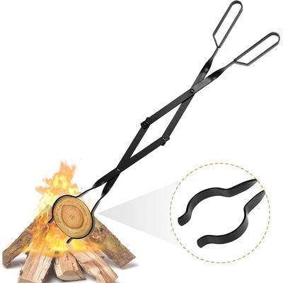 TEMU Versatile Fireplace Tongs - Metal Log Grabber, Fire Pit Tool, Fire Pit Accessories Tool For Campfires, Bonfires & Wood Stoves - Outdoor Camping & Bbqs, Charcoal, Indoor Fireplace Tools