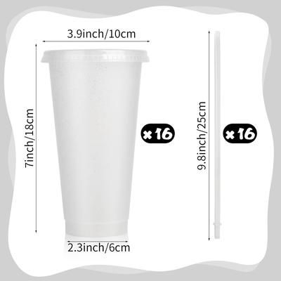 TEMU 16-pack Reusable Plastic Cups With Lids And Straws, Bpa &, Hand Wash Only, Ideal For Hot And Cold Beverages, Suitable For Adults And Teens, For Weddings And Parties