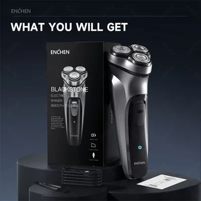 ENCHEN Blackstone Electrical Rotary Shaver for Men 3D Floating Blade Washable Type-C USB Rechargeable Shaving Beard Machine