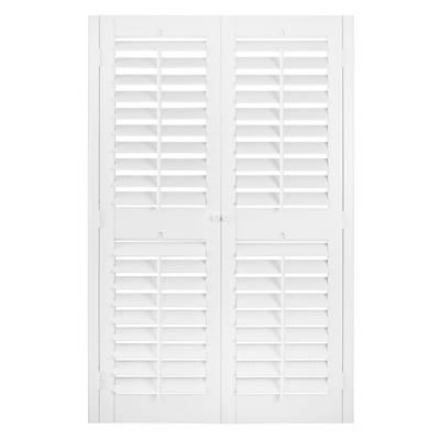 Wide Width Plantation Interior Faux Wood Shutters White by Whole Space Industries in White (Size 35" W 72" L)