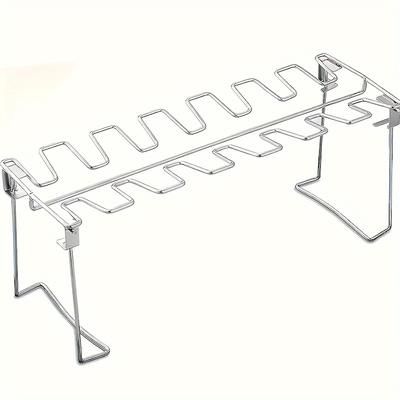 TEMU Stainless Steel Chicken Leg & Wing Rack, Foldable Vertical Roaster Stand For Grills, Smokers - Bbq Grill Accessories For Picnics, Camping - Oven, Kitchen Compatible, Food-safe, - 1 Piece
