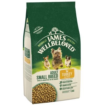 3x1.5kg Small Breed Turkey & Rice James Wellbeloved Dry Dog Food
