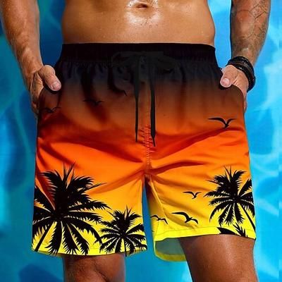 Per uomo Albero di Cocco Colore sfumato Piante Tropicali Costumi da bagno Pantaloncini da mare Pantaloncini da Surf Misura del girovita medio Hawaiano Vacanza al Mare Tasche Laterali fodera in rete