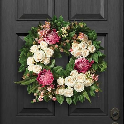Arden Protea and Apple Blossom Wreath - Frontgate
