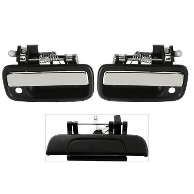 Replacement Exterior Door Handle Plastic Chrome Lever with Black Bezel, Front, Driver & Passenger Side, KIT-081324-C1216