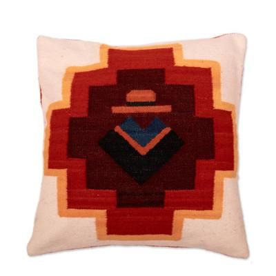 Chakana Essence,'Andean Man and Chakana Cross Hand Loomed Wool Cushion Cover'