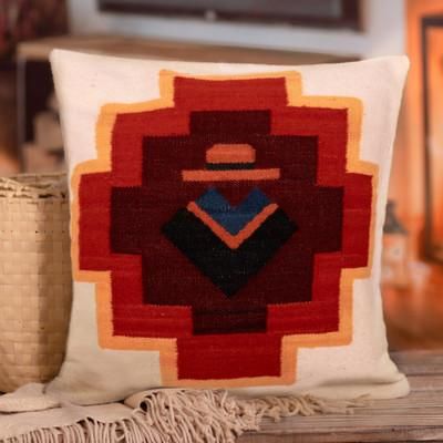 Chakana Essence,'Andean Man and Chakana Cross Hand Loomed Wool Cushion Cover'