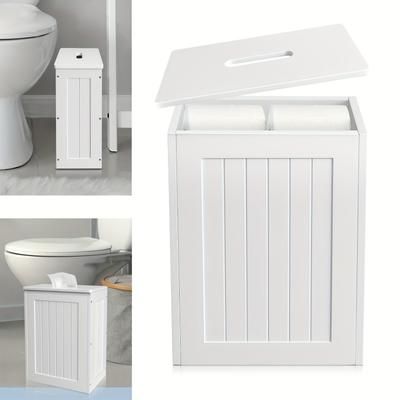 TEMU Free Standing Bathroom Storage Cabinet White Toilet Paper Roll Holder , Storage Unit, Toilet Roll Paper Cabinet, Compact Shaker, Cleaning , Dayplus, Toilet Paper Storage Containers