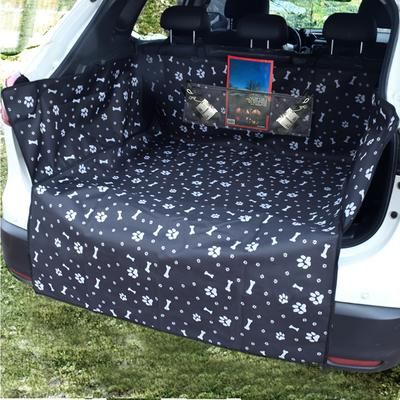 TEMU Universal Fit Waterproof Suv Dog Food Mat With Mesh Pocket - , Easy Clean, Pet Hair Resistant, Hanging Car Trunk Liner - Your Vehicle Interior, Canvas Woven Material