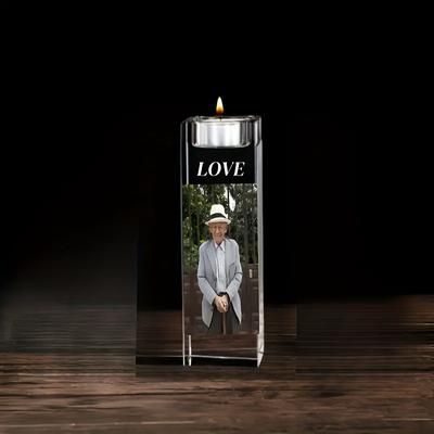 TEMU Personalized Glass Photo Candle Holder – Artistic K9 Glass Frame, Rectangular Design, Valentine's Day, Christmas, Weddings, Anniversaries, And Birthday Gifts, Candle Holder Decor