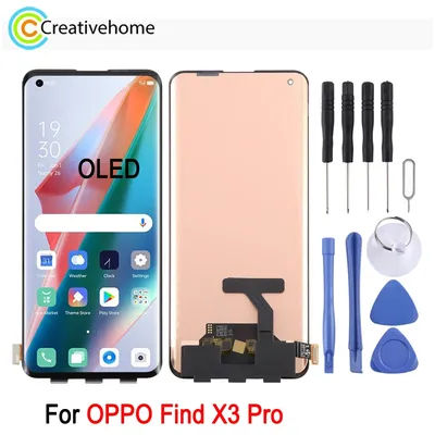 OLED LCD Screen For OPPO Find X3 Pro, LCD Display Touch Screen Digitizer Replacement Part, Support Fingerprint Identification