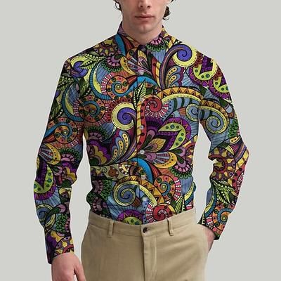 Retrò Vintage Anni '70 Camicia Camicia Aloha Hippie Paisley Costume Per uomo Mascherata Feste Abbigliamento quotidiano Parata dell'Orgoglio Adulti Camicia