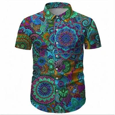 Retrò Vintage Anni '70 Camicia Camicia Aloha Hippie Disco Paisley Etnico Costume Per uomo Mascherata Vacanza Feste Parata dell'Orgoglio Adulti Camicia