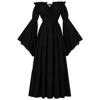 Retrò Vintage Medievale Rinascimento Vestito Vichingo Elfico Tinta unica Costume Per donna Celtico Fantasia Reale Halloween Carnevale Mascherata LARP Adulti Vestito
