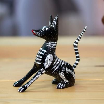Xolo Dog,'Fair Trade Day of the Dead Wood Alebrije Xolo Dog Figurine'