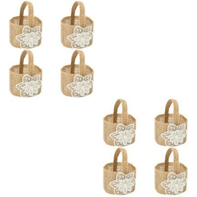 Feiyue - Lot de 8 paniers à bonbons en lin pour banquet, panier de rangement en osier tissé pour