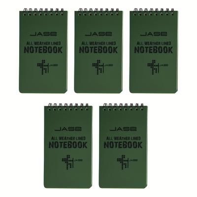 "TEMU 1/2/5pcs All Weather Waterproof Notebook - Tactical Pocket Size 3"x5" Military Green, Suitable For Outdoor Activities, Hiking, Camping And Emergency Recording"