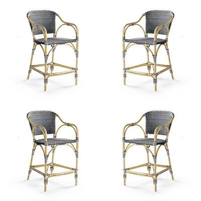 French Cafe 4-pc. Aluminum Counter Stool - Black - Frontgate