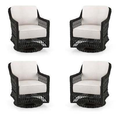 Hampton 4-pc. Swivel Lounge Chair in Black Walnut Wicker - Quick Dry, Black - Frontgate