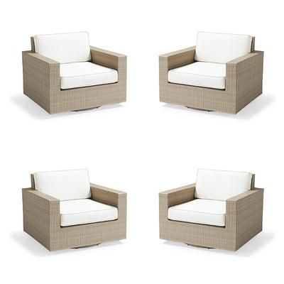 Palermo 4-pc. Swivel Lounge Chair in Dove Wicker - Quick Dry, Garnet - Frontgate