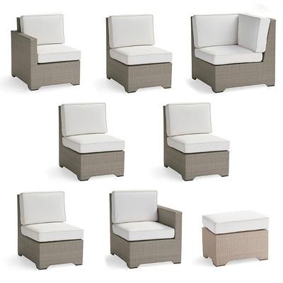 Small Palermo 8-pc. Modular Set in Dove Wicker - Standard, Rain Brick - Frontgate