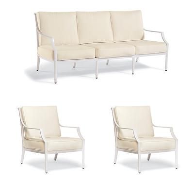 Grayson 3-pc. Sofa Set with Two Lounge Chairs in White Aluminum - Standard, Rain Marsala - Frontgate