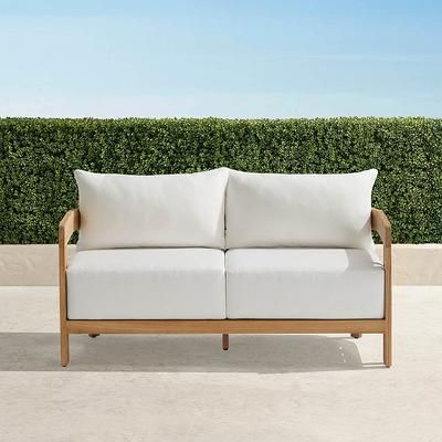 Porticello Loveseat in Natural Teak - Performance Rumor Snow - Frontgate
