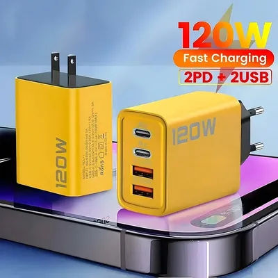 Total 120W Phone Charger Fast Charging Quick Charger PD USB Type C Wall Adapter For iPhone 16 15