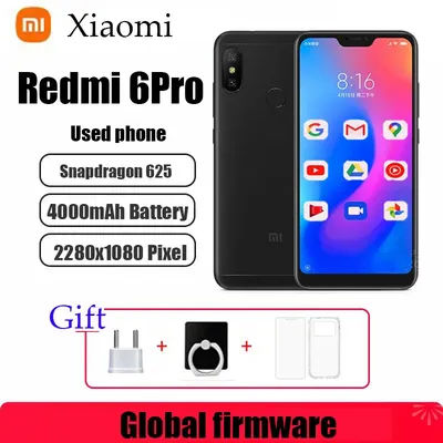 Xiaomi Redmi 6 Pro Snapdragon Global Firmware625 Pixels 4000 MAh Batterry Dual SIM Android 4G Smartphone 3GB 32GB Used Phone