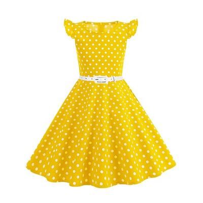 Anni 1950 Retrò Vintage Rockabilly Vestito Abito Swing Pois Costume Ragazze Carnevale Mascherata Abbigliamento quotidiano Addio al Nubilato Bambini Vestito Abiti per il ritorno