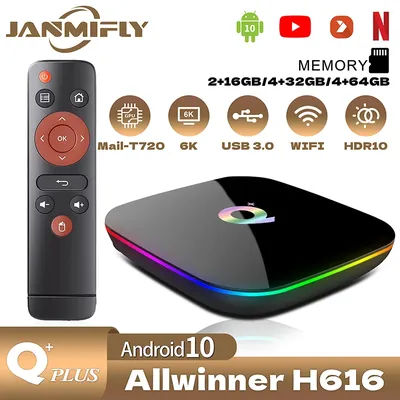 Janmifly New Smart TV Box Q Plus 6K HD Android 10.0 Allwinner H616 Support 3D Video Media Player Home Theater TV Set-top Box