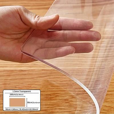 TEMU 1pc Premium Pvc Transparent Tablecloth Protector - 1.5mm Thick, Heat-resistant, Scratch-proof, Ideal For Dining & Coffee Tables In Homes And Hotels, Rectangular Shape