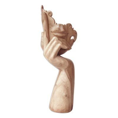 Seductive Gaze,'Balinese Hibiscus Wood Sculpture Hand-Carved'