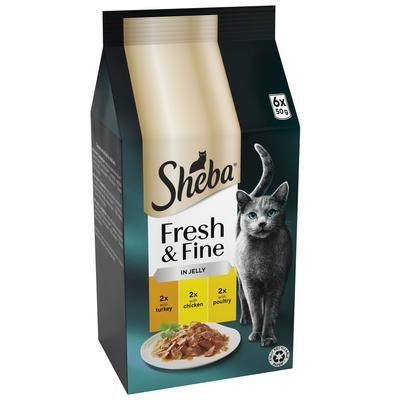 6x50g Chicken, Turkey & Poultry in Jelly Pouches Sheba Fresh & Fine Wet Cat Food